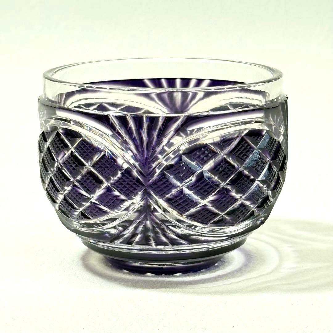 薩摩切子 辻俊幸 小付鉢 レモンカット 紫 ツジガラス工芸 ①