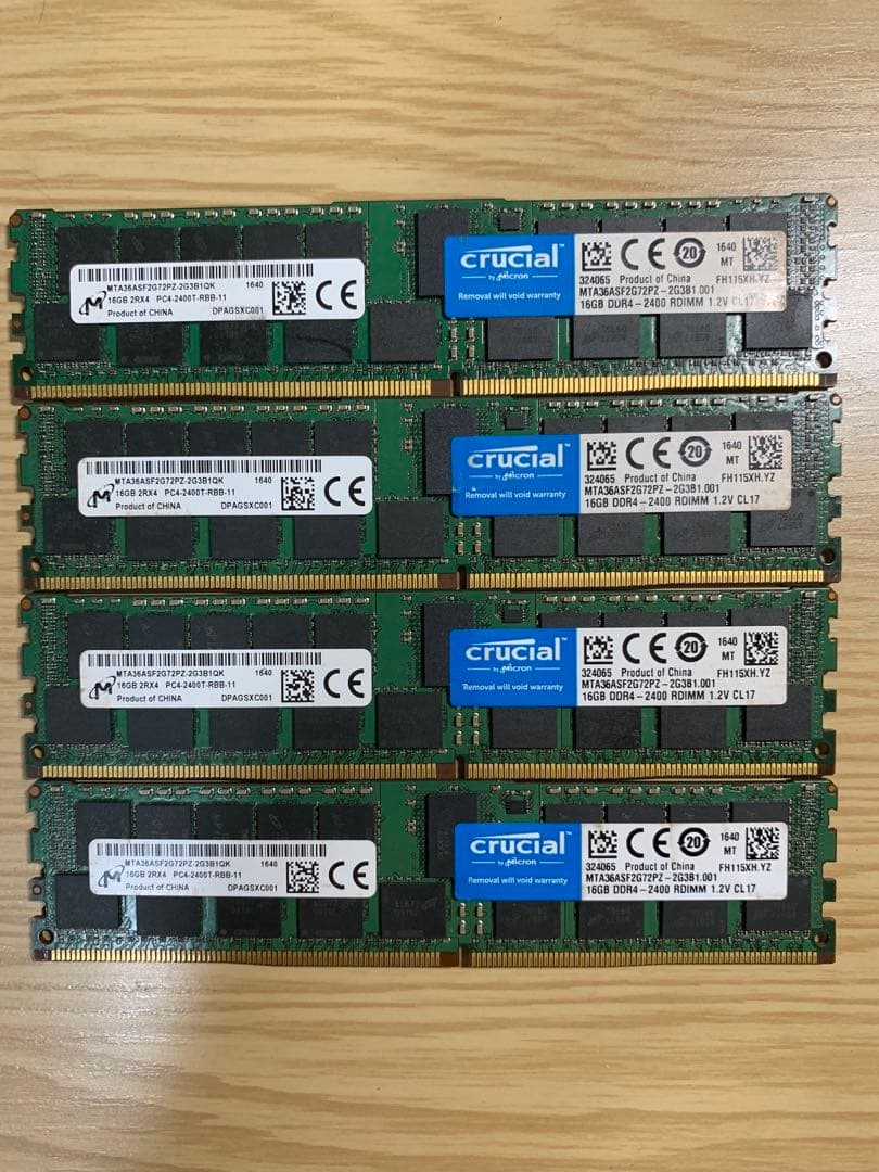 【動作確認済み】Micron DDR4 ECC メモリ 16GBx4枚セット