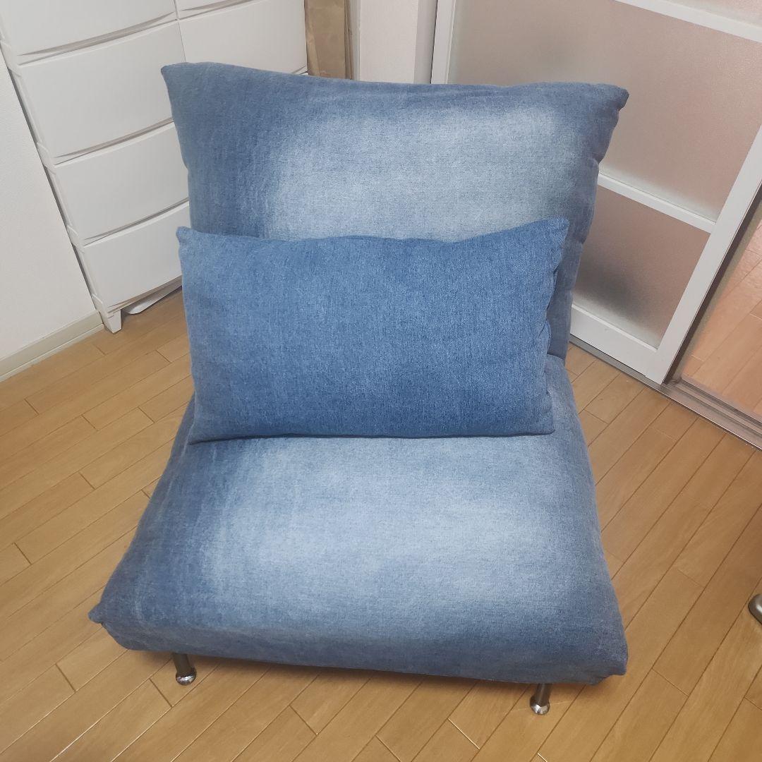 本日限定値下げ ヴィンテージ風 デニムブルー 1人掛けソファ