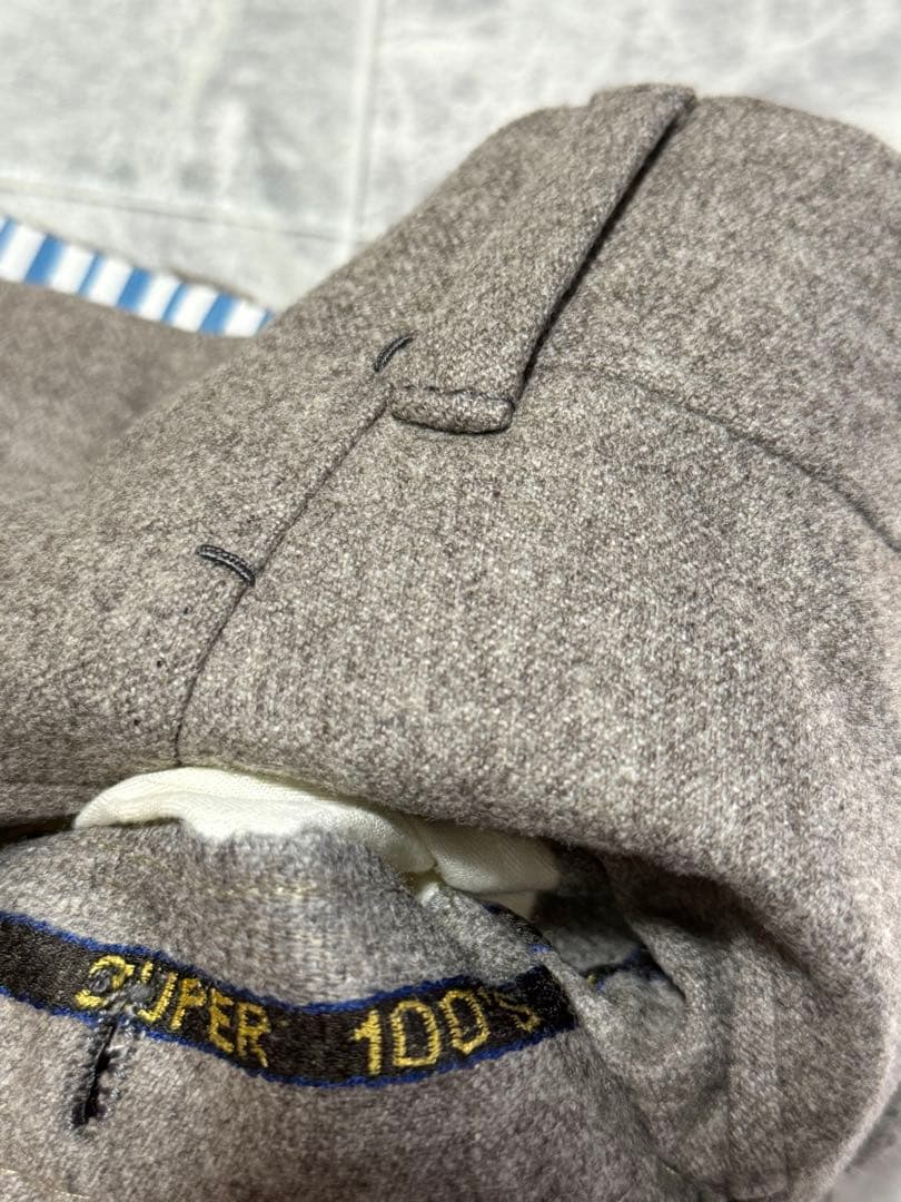 AMBROSI Super 100'S アンブロージ ウール 2タック パンツ