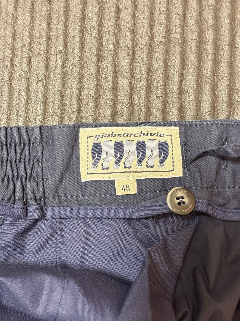 giabsarchivioネイビー スリムフィット スラックス 9部丈