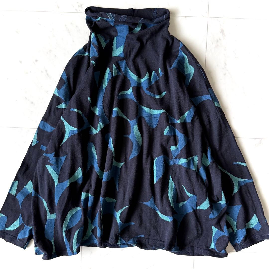 美品 ババグーリ 日本製 コットンタートルカットソー ネイビー M