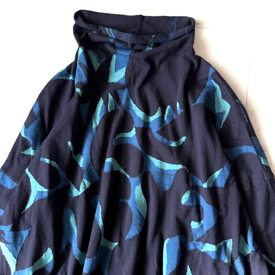 美品 ババグーリ 日本製 コットンタートルカットソー ネイビー M