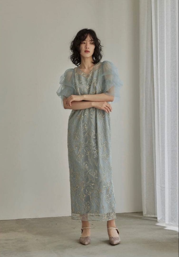 LE'RURE リルアー Fluffy sleeve pencil dress