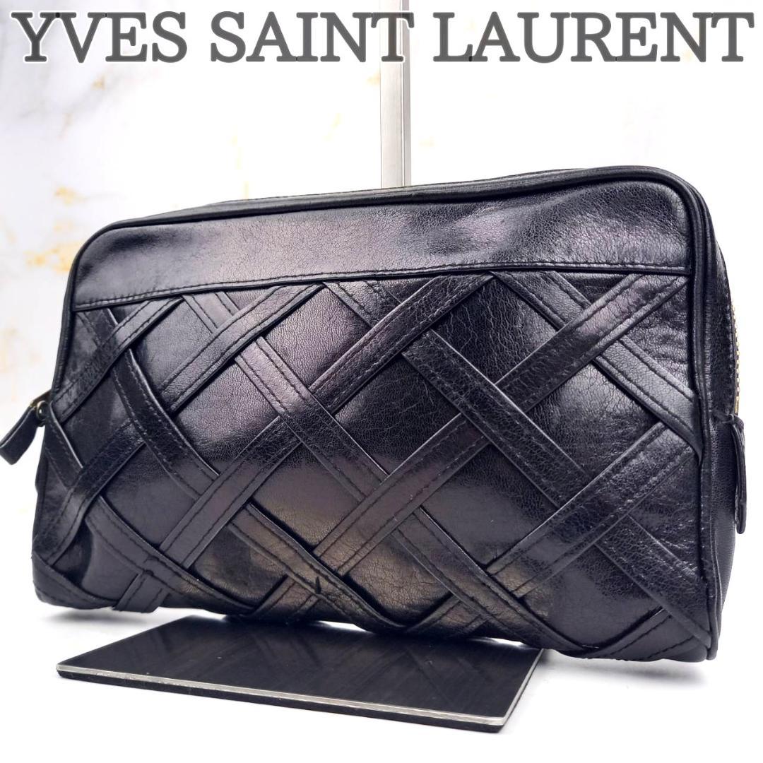 ✨希少・良品✨ イヴサンローラン クラッチバッグ セカンドバッグ レザー 黒