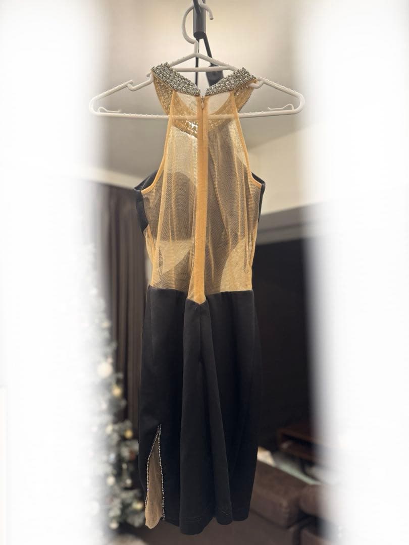 AR ANGELR ビジュー付きハイネックミニドレス