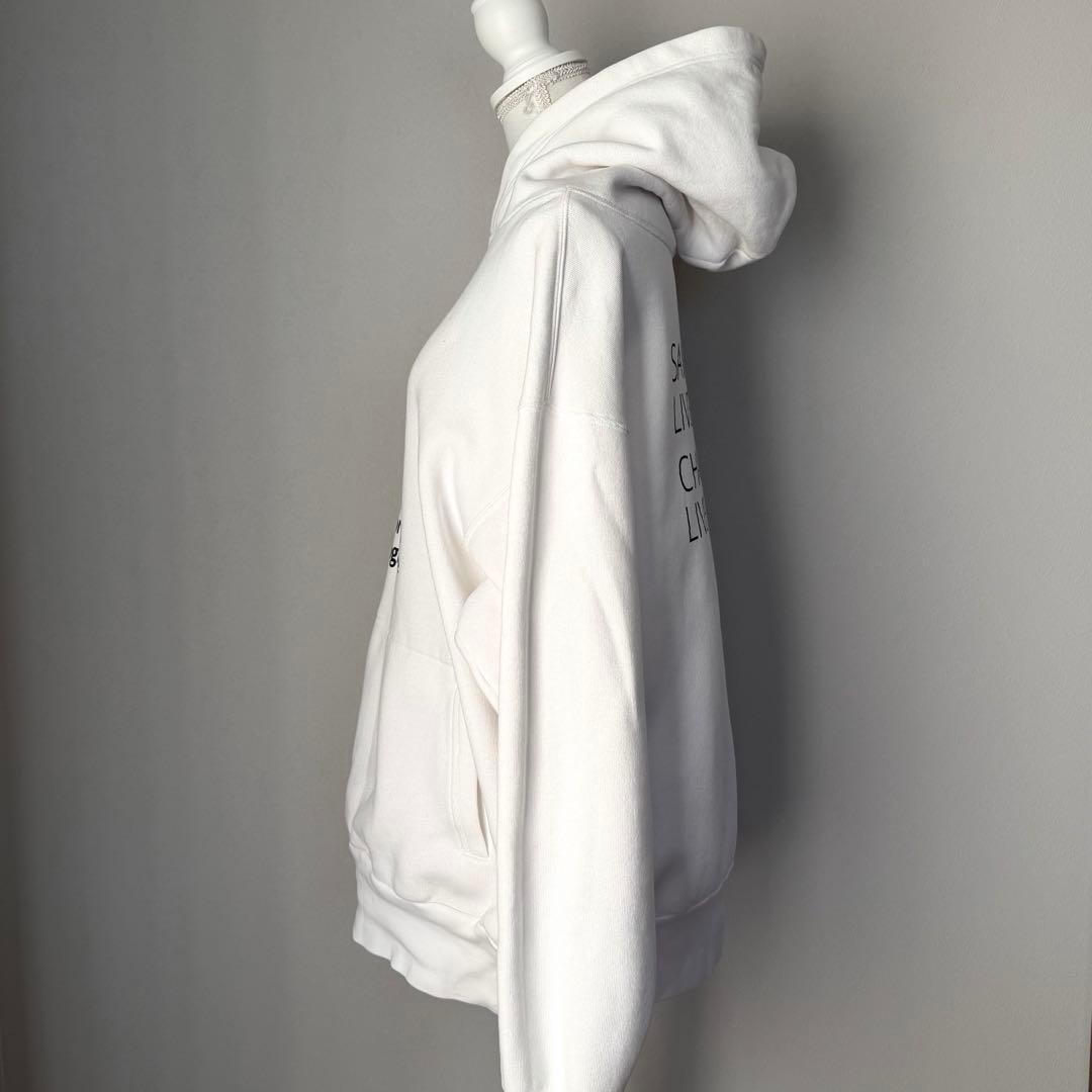 美品✨BALENCIAGA フーディー ロゴプリント プルオーバー ホワイト
