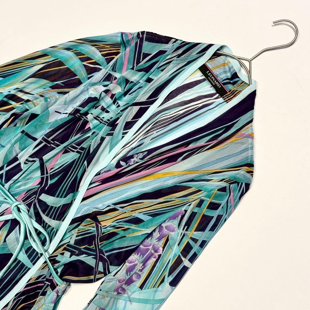 近年物 極美品✨レオナール カンカン素材 花柄 シースルーカーディガン 羽織り