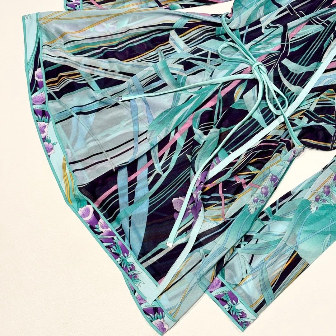 近年物 極美品✨レオナール カンカン素材 花柄 シースルーカーディガン 羽織り