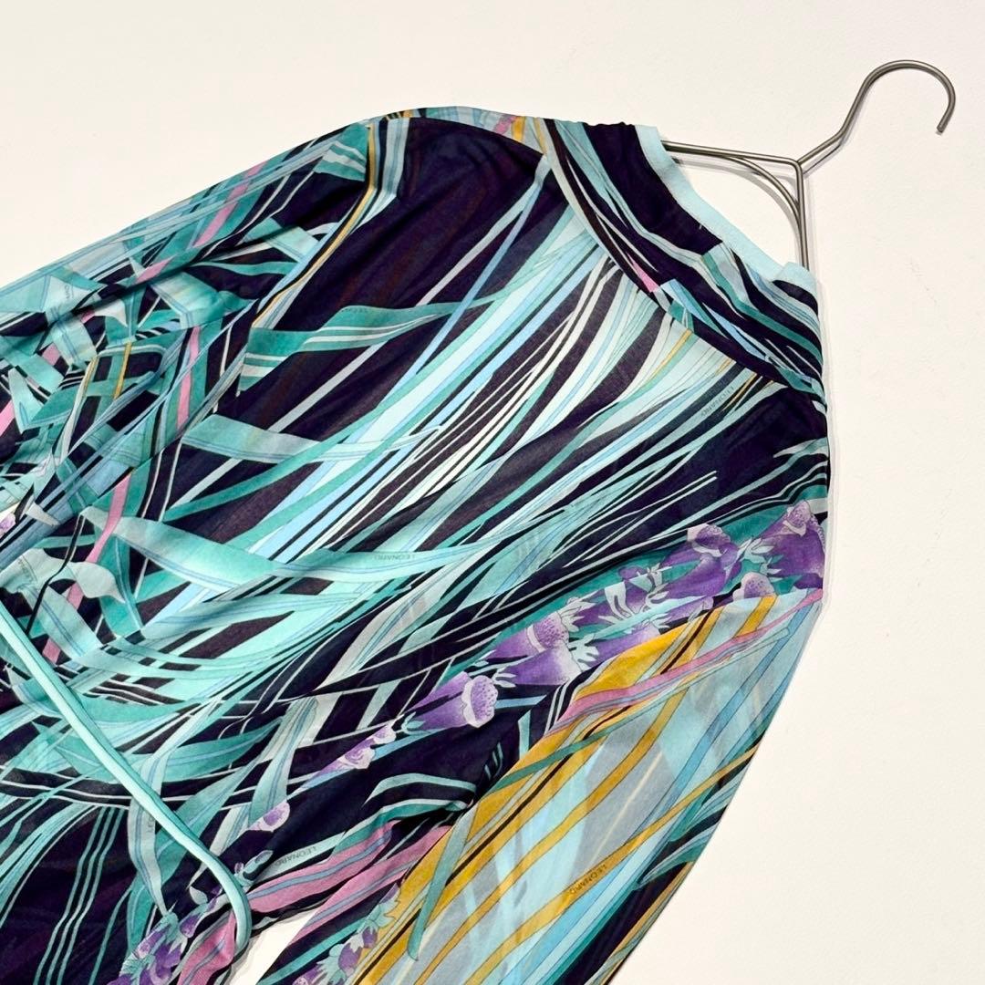 近年物 極美品✨レオナール カンカン素材 花柄 シースルーカーディガン 羽織り