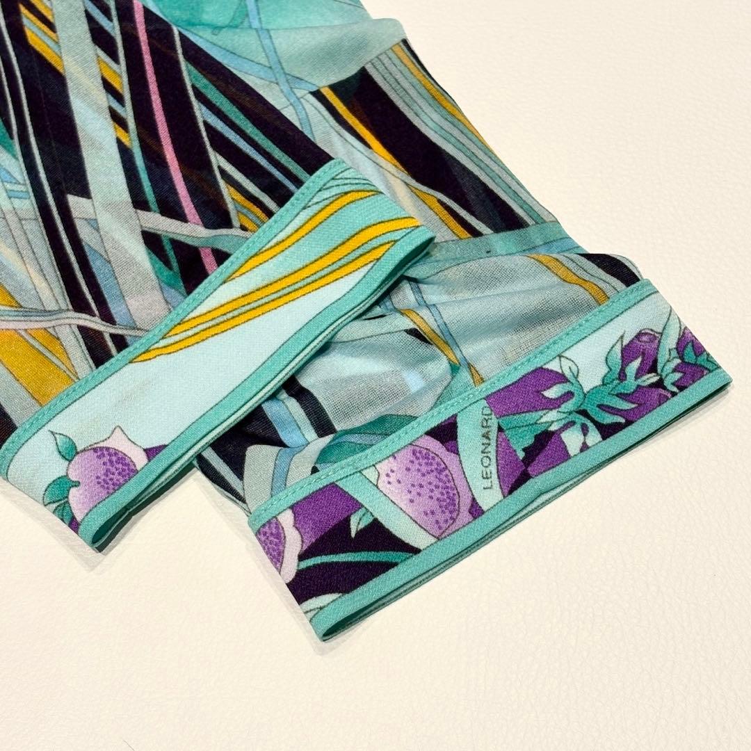 近年物 極美品✨レオナール カンカン素材 花柄 シースルーカーディガン 羽織り