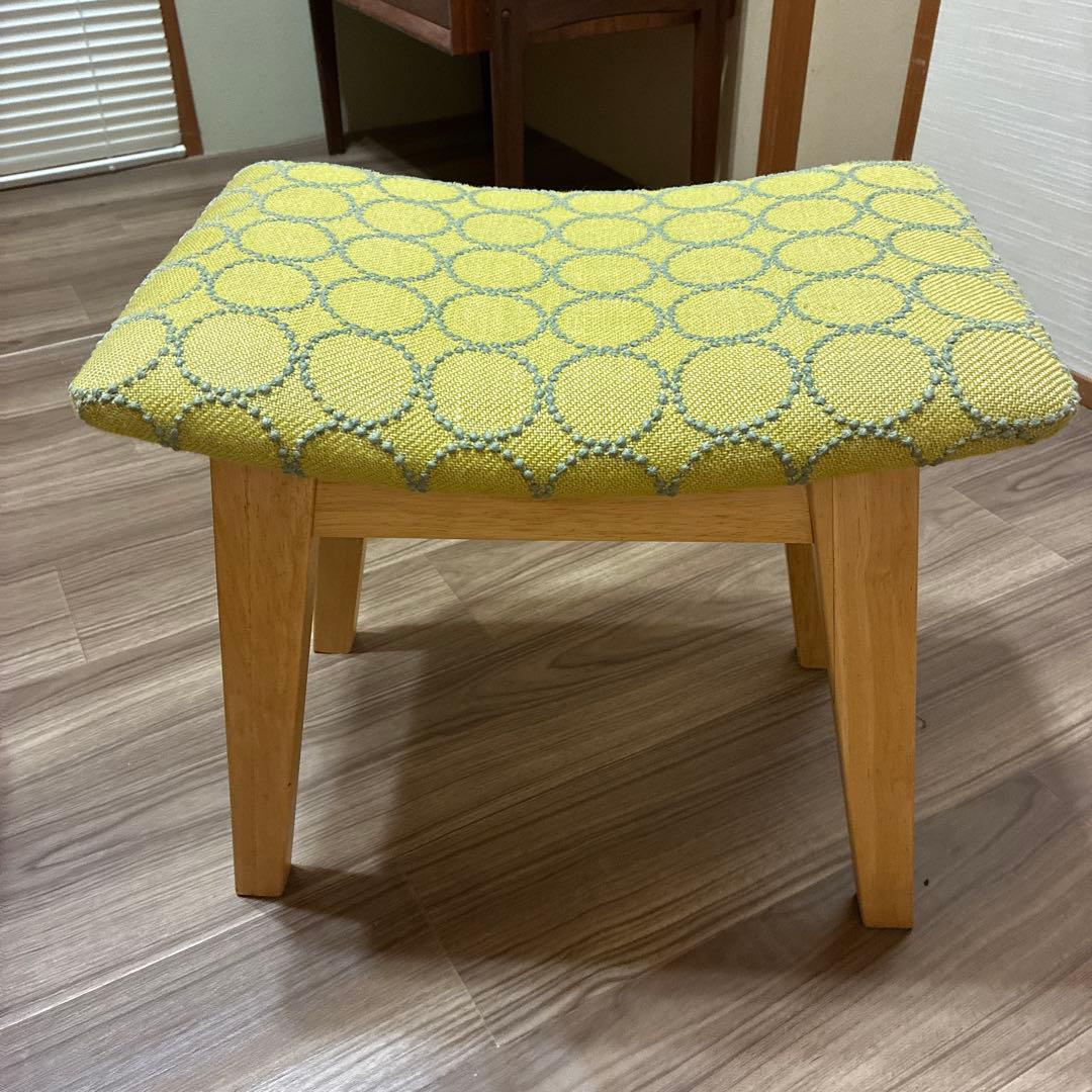 ミナペルホネン タンバリン ハンドメイド 生地 スツール 椅子 イエロー×青