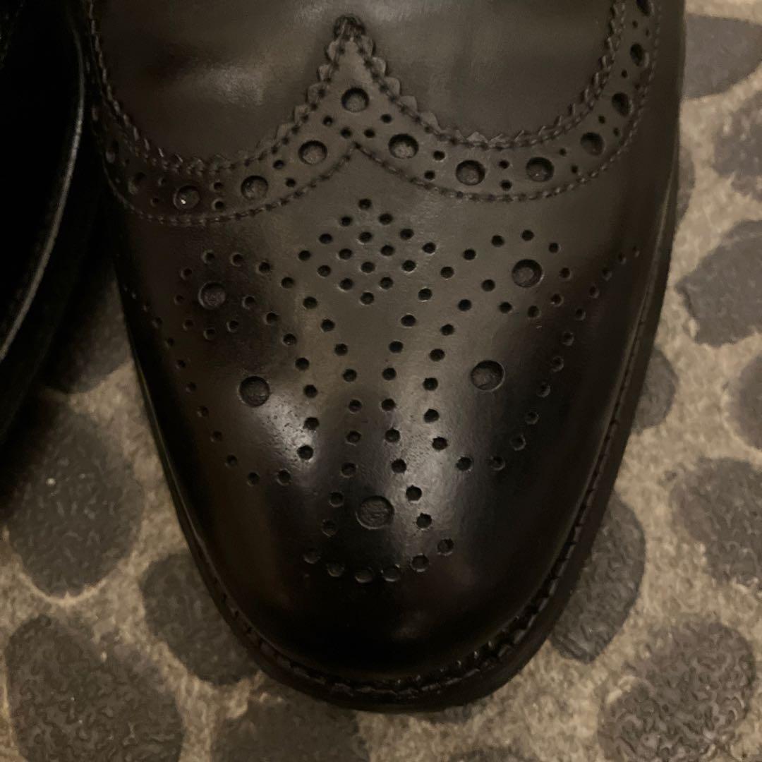 CROCKETT&JONESの黒ウィングチップレザーシューズ6E