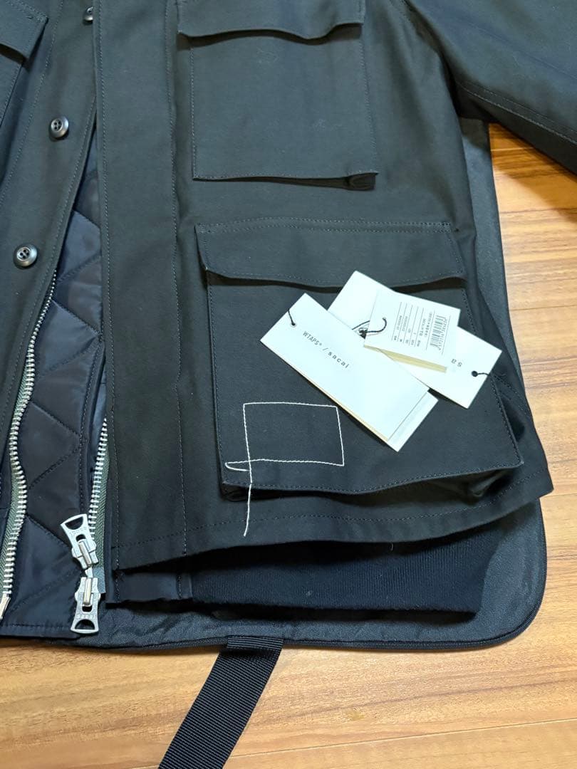 sacai WTAPS Cotton Back Satin Jacket 黒4
