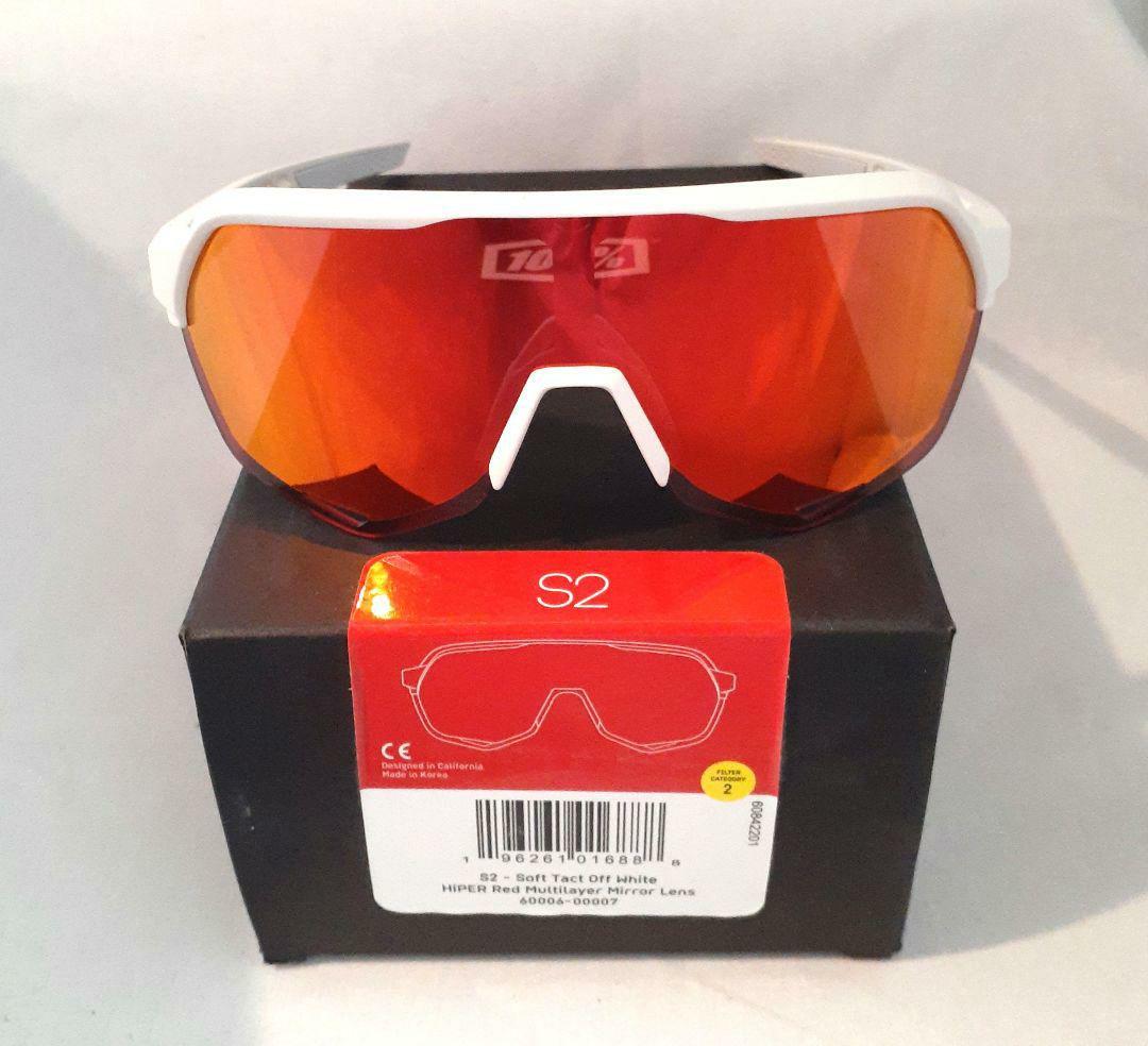 100% S2 ホワイト レッドミラーレンズ ワンハンドレッド サングラス