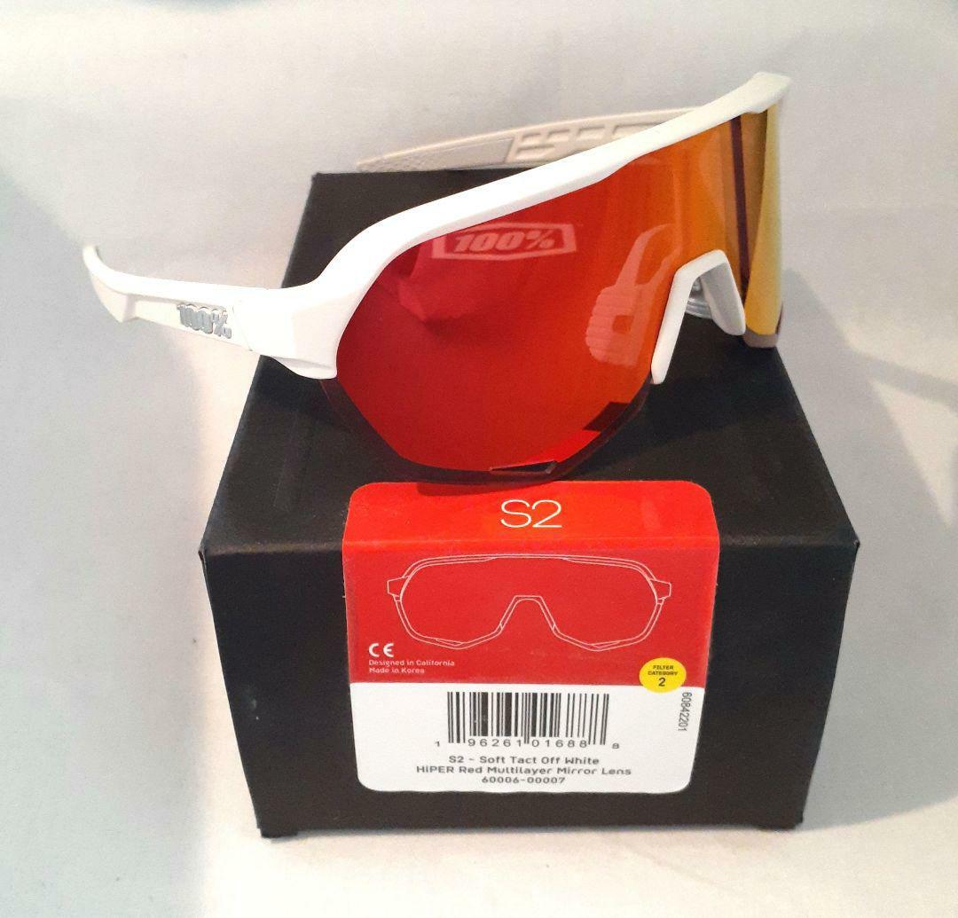 100% S2 ホワイト レッドミラーレンズ ワンハンドレッド サングラス