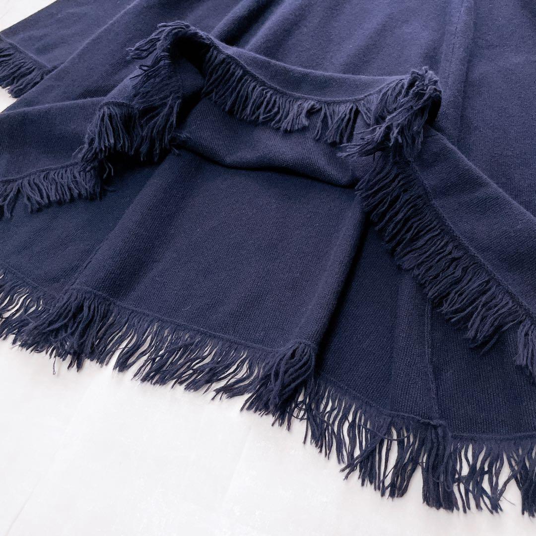 美品✨Drawer ミラノフリンジワンピース ニットウール ネイビー 1 S