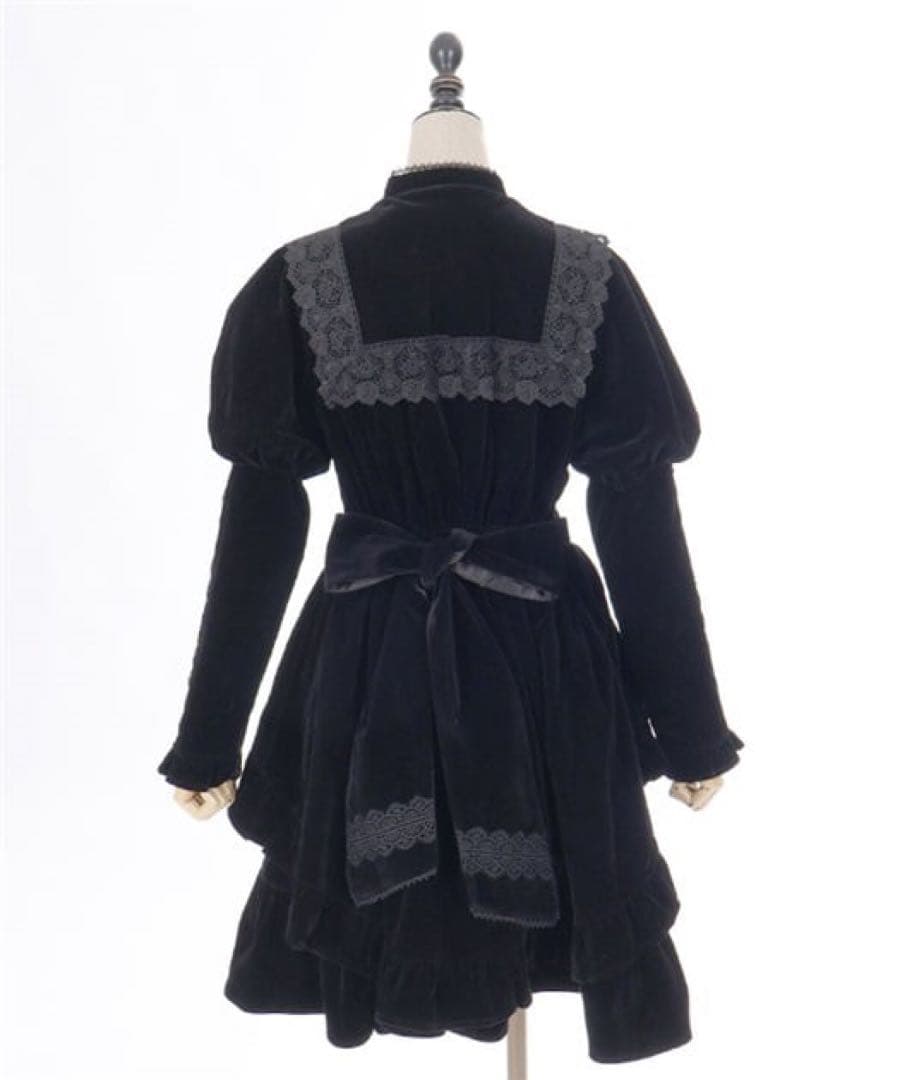 axes femme kawaii ベルベットドールワンピース 黒 ロリータ