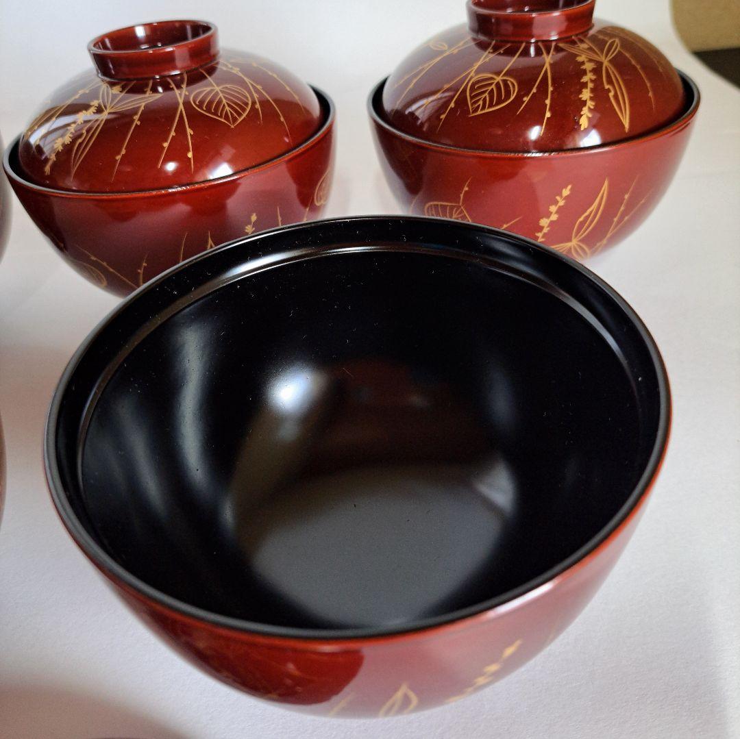 【美術品】吸物椀　輪島塗　蒔絵　五客組　静寛　共箱　加賀市　山中塗　懐石　漆器