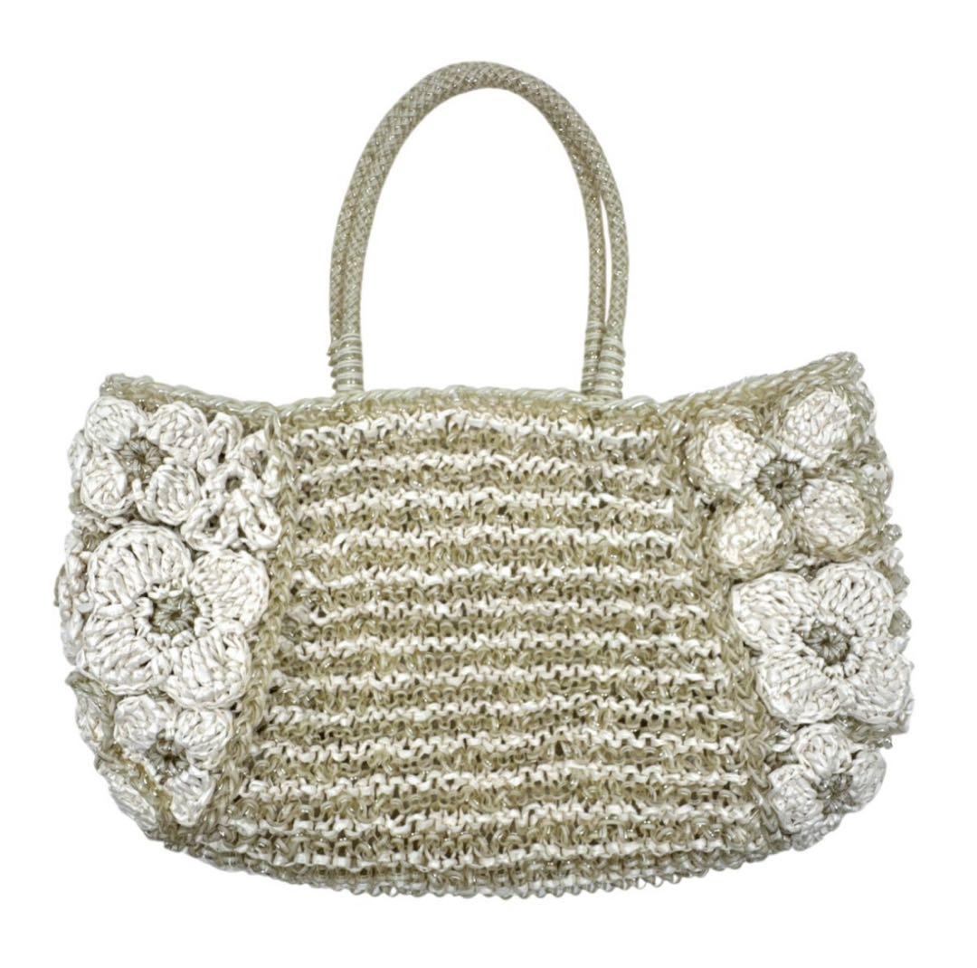 美品 アンテプリマ 2way ワイヤーバッグ ショルダーバッグ 花 ベージュ