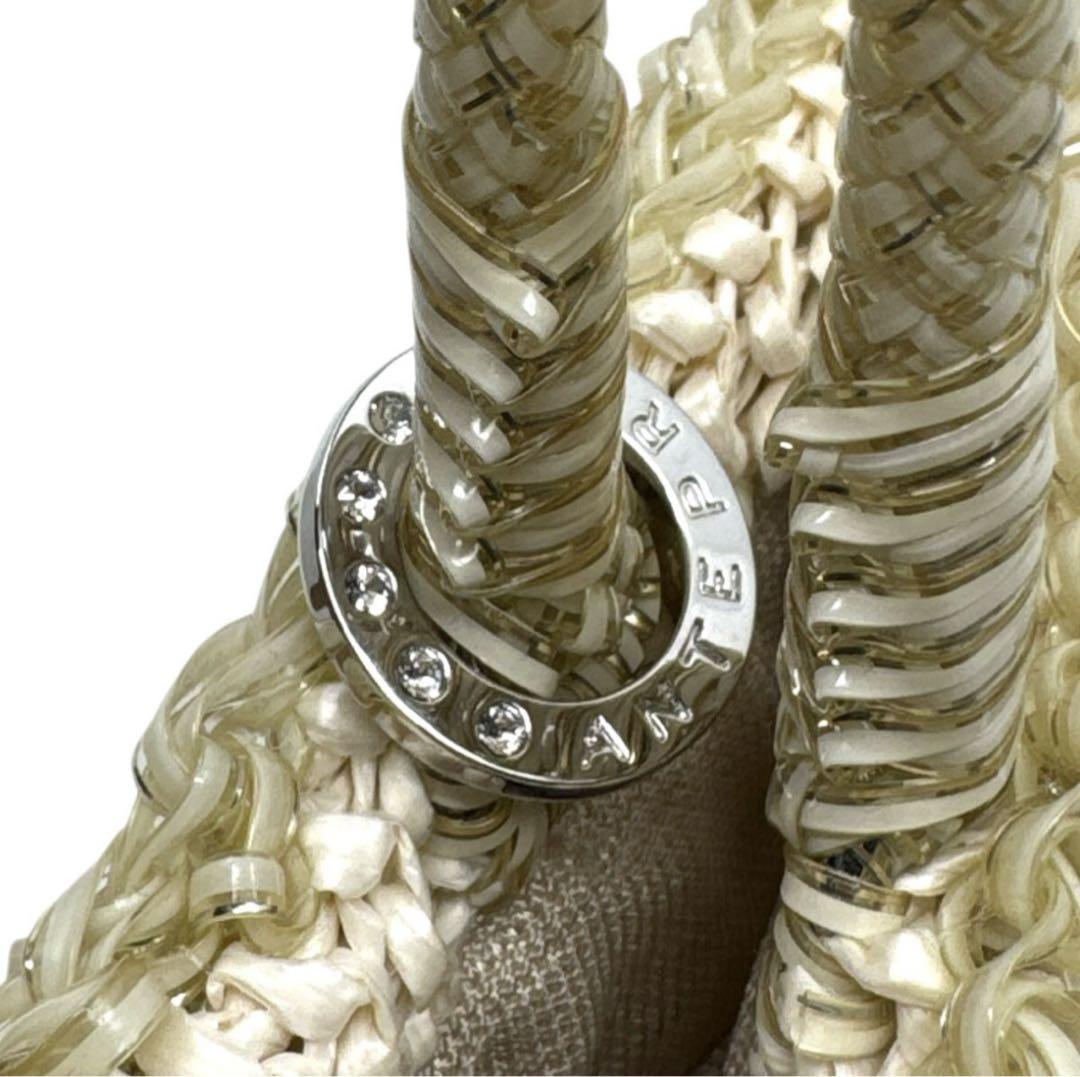 美品 アンテプリマ 2way ワイヤーバッグ ショルダーバッグ 花 ベージュ