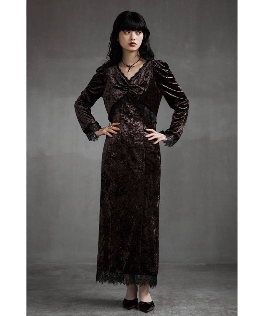 etoll. クラッシュベロアランジェリー風ドレス N...さん専用