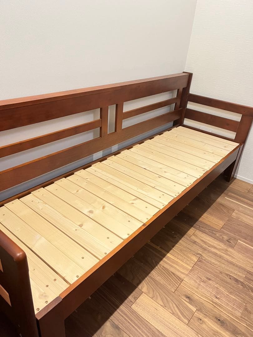 【セール中】天然木　すのこ　ソファベッド　シングル　マットレス