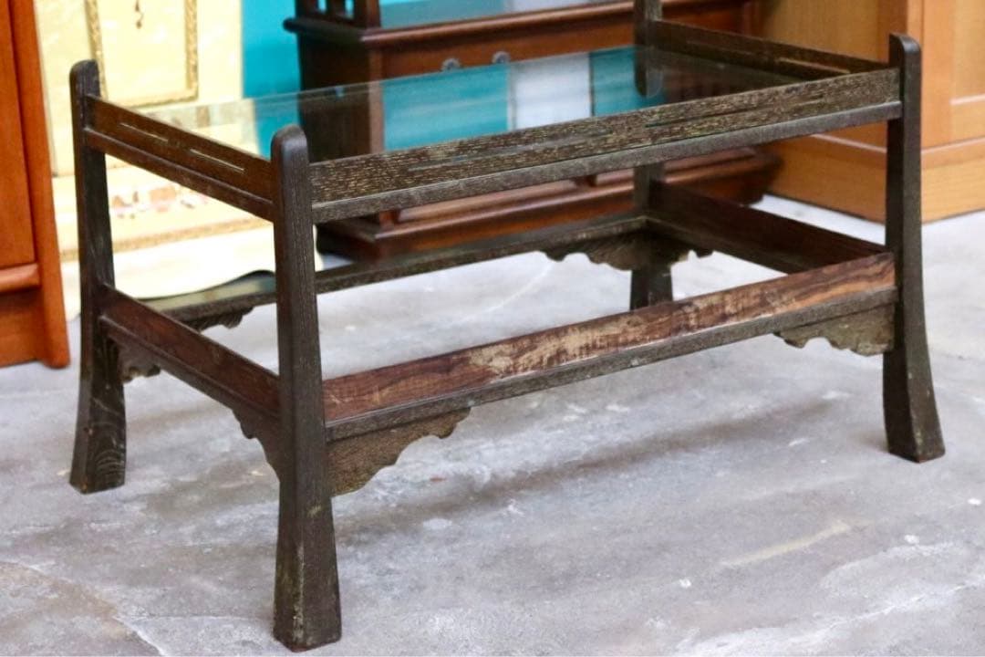 GMGS120○昭和レトロ ガラステーブル アンティーク ヴィンテージ 応接机