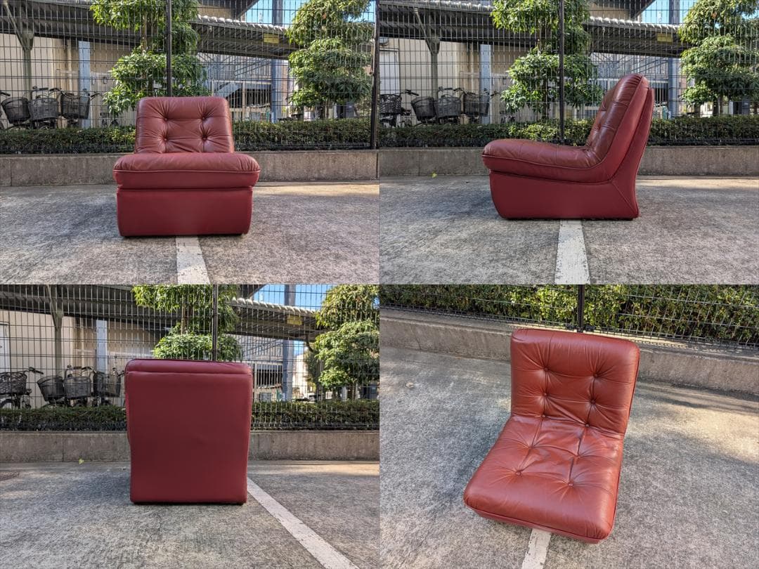 レトロポップ｜クラシック｜レザー｜1シーターアームレスソファ｜①｜