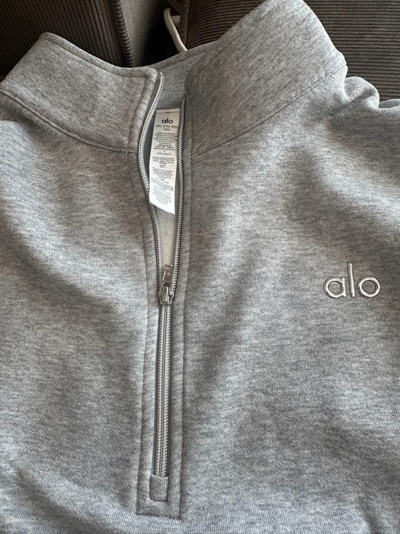 alo グレー ハーフジップ トレーナー 2XL