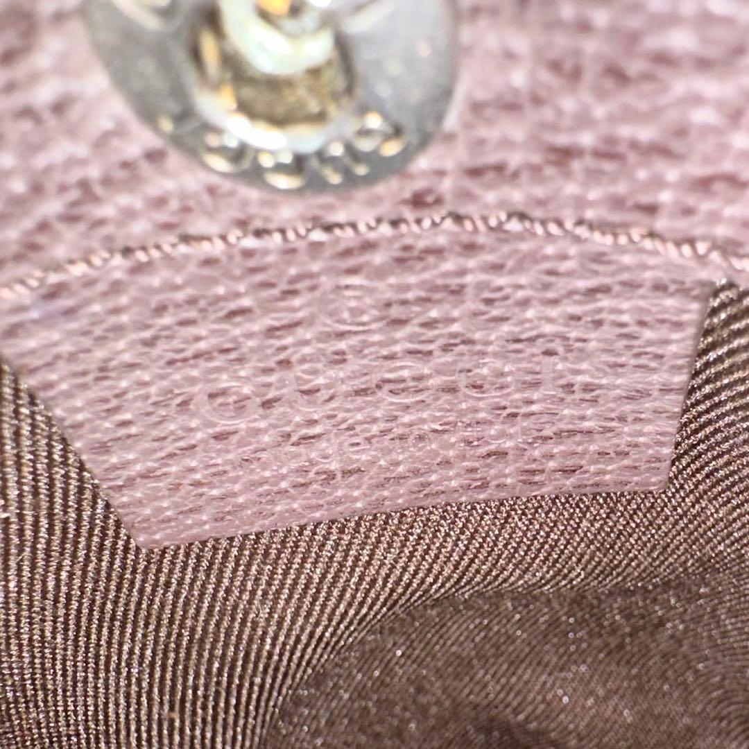 美品 グッチ キャンバス レザー ショルダーバッグ GG シェリーライン 茶