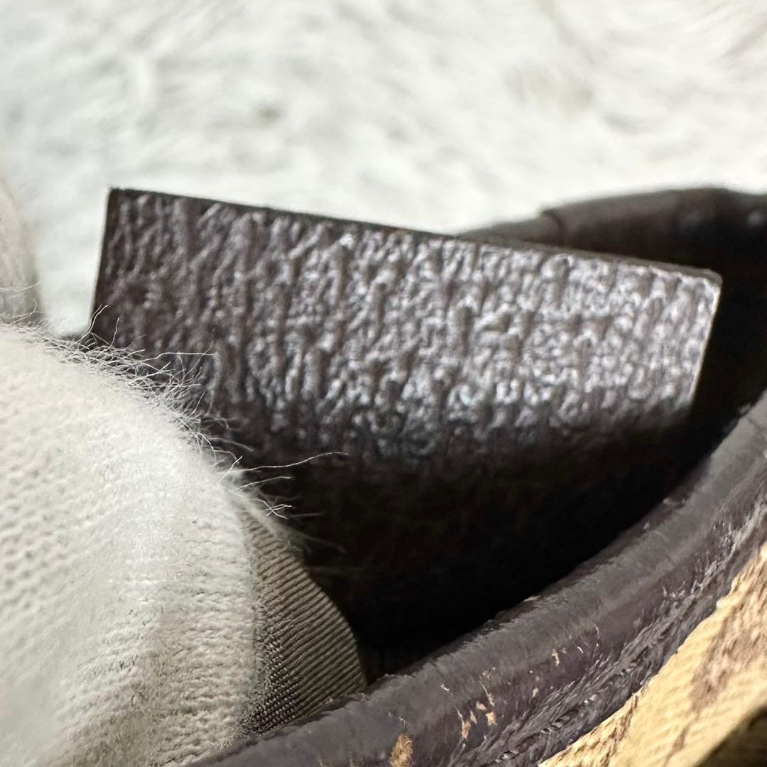 美品 グッチ キャンバス レザー ショルダーバッグ GG シェリーライン 茶