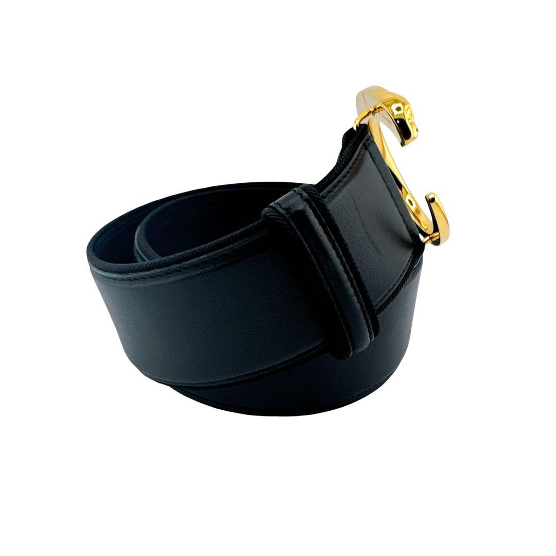 カルティエ パンテール レザー ゴールド金具 ベルト 表記 M ブラック