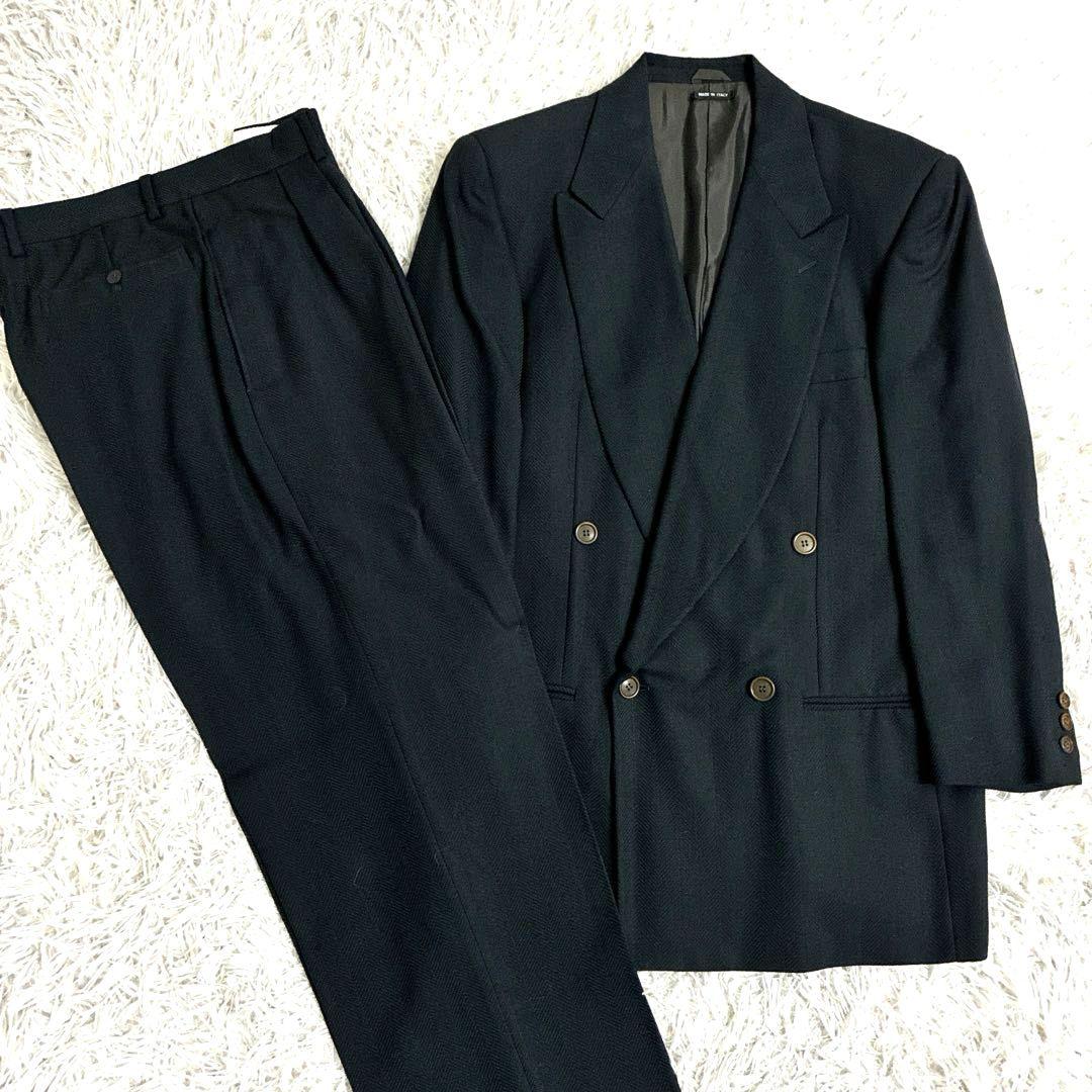 GIORGIO ARMANI ヘリンボーン　黒タグ　80s 90s ダブルスーツ
