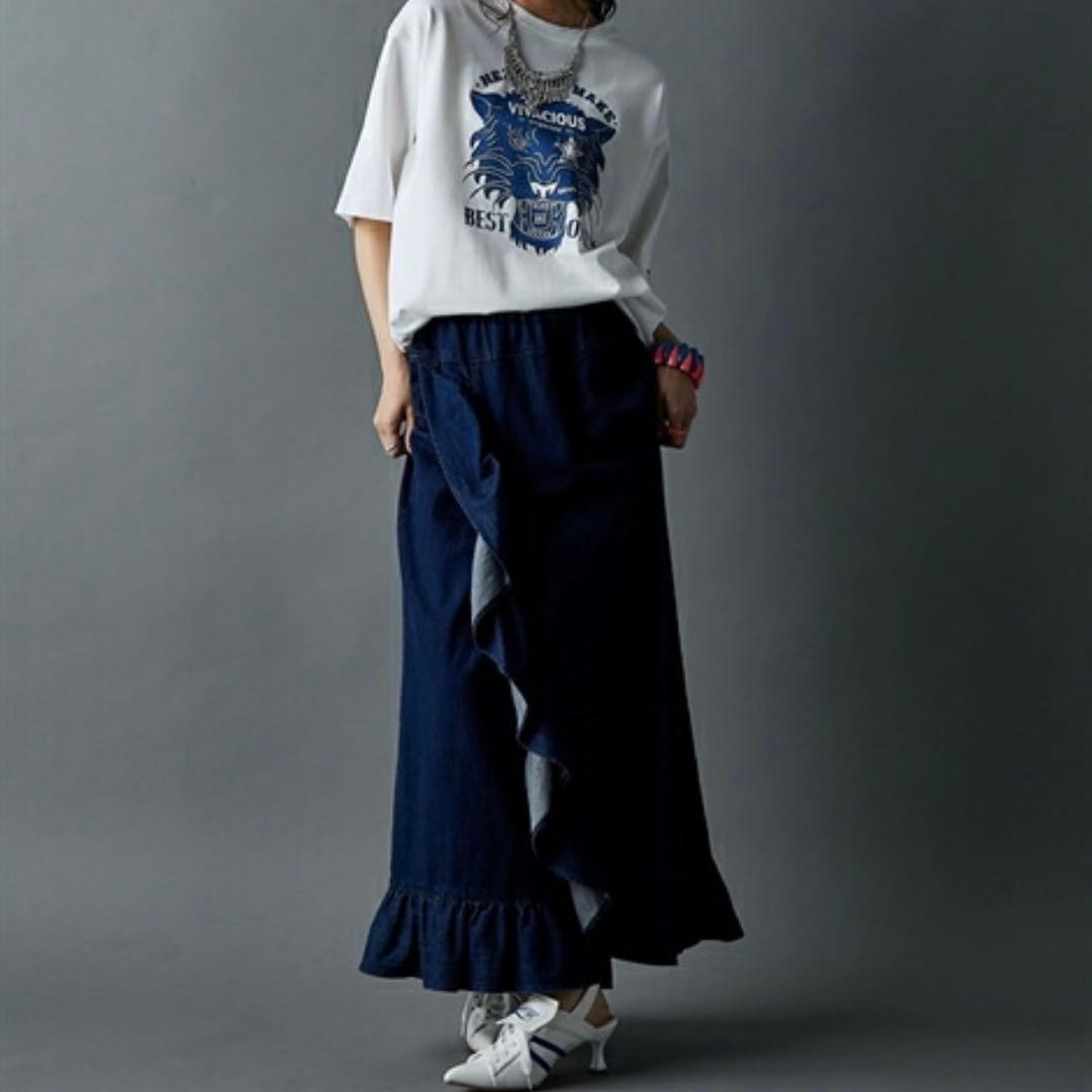 浴衣　二部式　作り帯ち付き　デニム　ネイビー　L〜LL