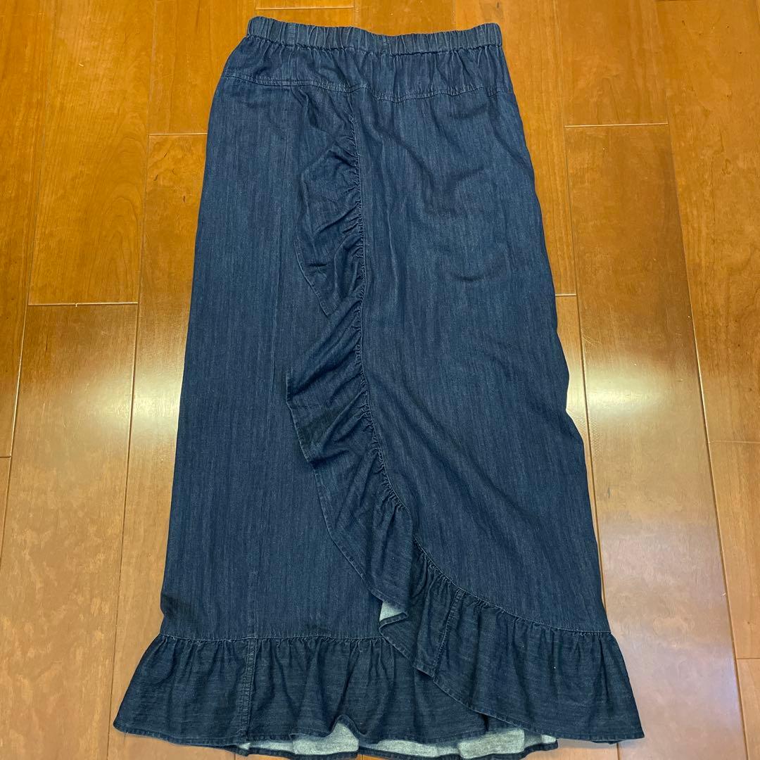 浴衣　二部式　作り帯ち付き　デニム　ネイビー　L〜LL