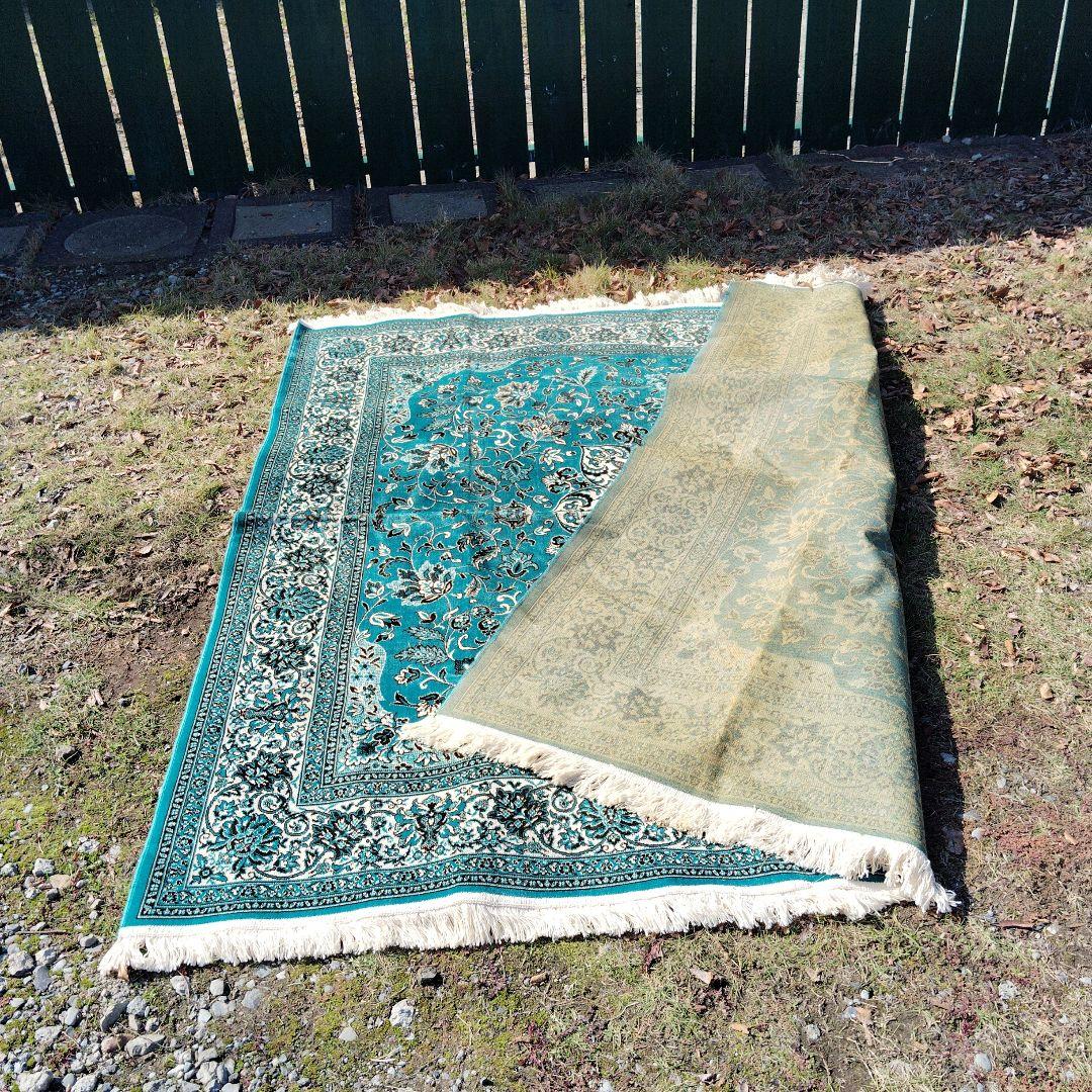 ターコイズ色 ペルシャ風ラグ 約1.98cm x 185cm