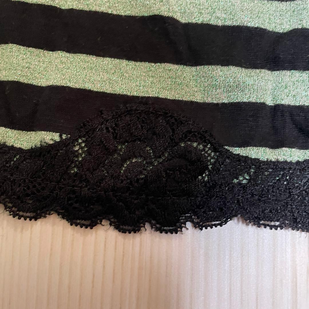 d.i.a. ミントグリーン ブラック ボーダー ロンT 長袖 レース 平成 星