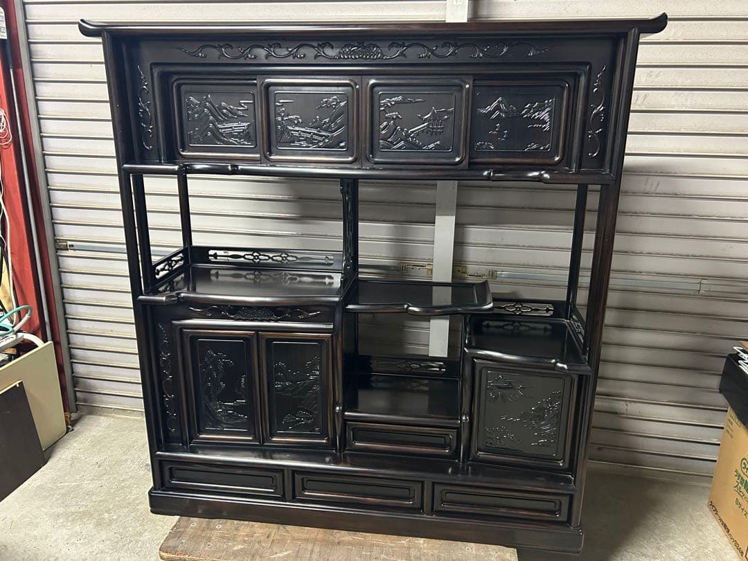 ☆GC209【中古品】 飾り棚　唐木 幅122cm