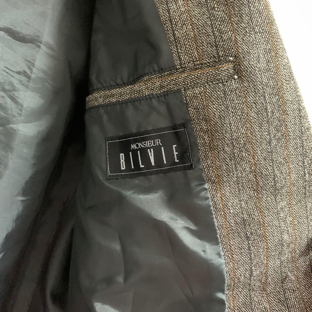 vintage レトロ古着 ベージュ ストライプ シングル セットアップ スーツ