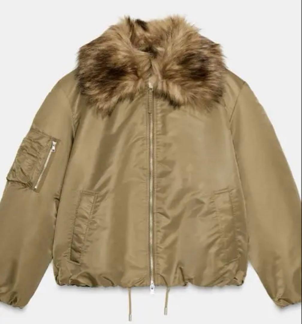 【完売品】ZARA ファー襟ボンバージャケット Mサイズ