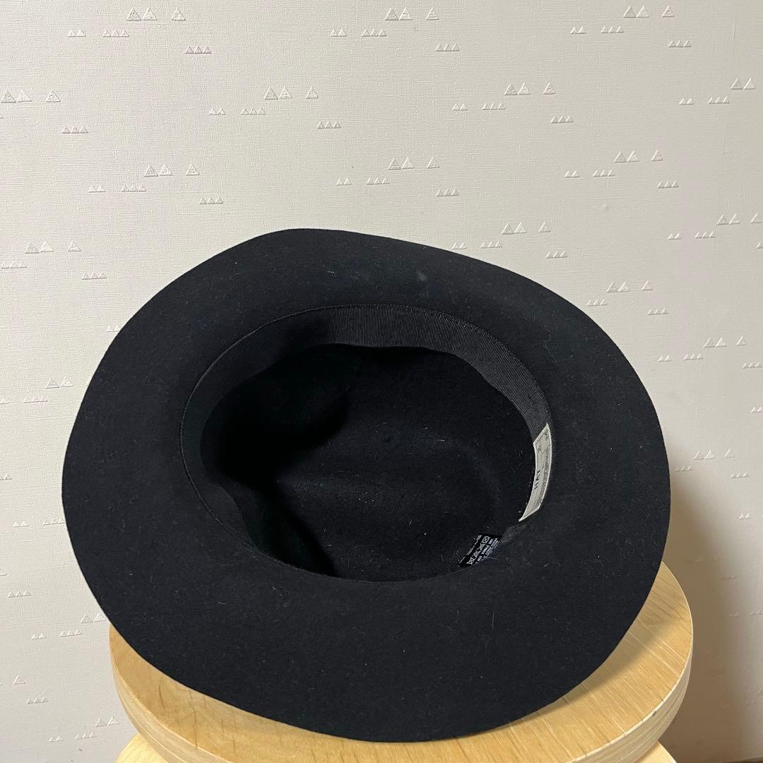 日本製 カムズアンドゴーズ ウール × ラビットファー フェドラハット 黒