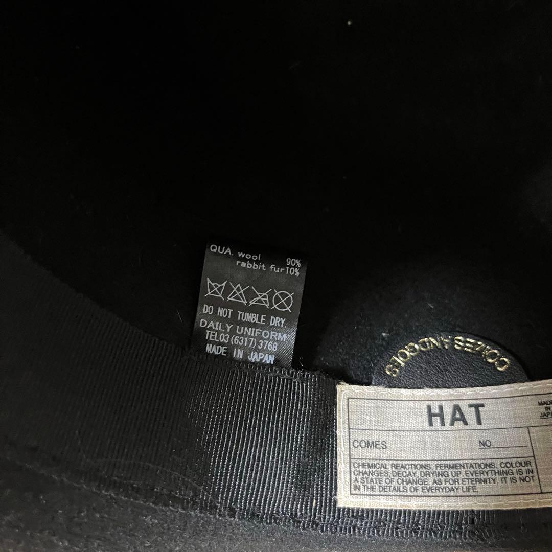 日本製 カムズアンドゴーズ ウール × ラビットファー フェドラハット 黒