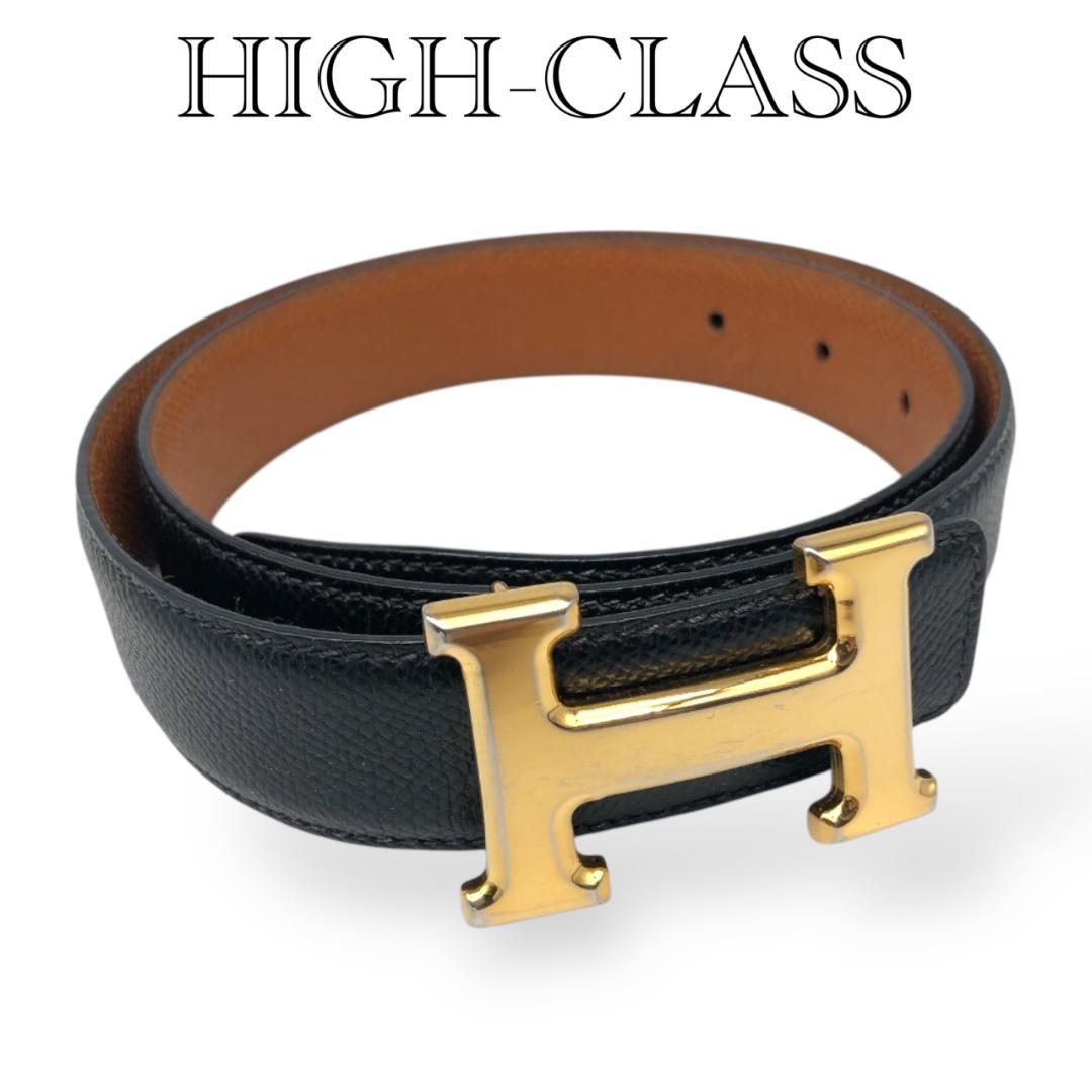 【美品】HIGH CLASS ハイクラス ベルト ゴールド ブラック イタリア製