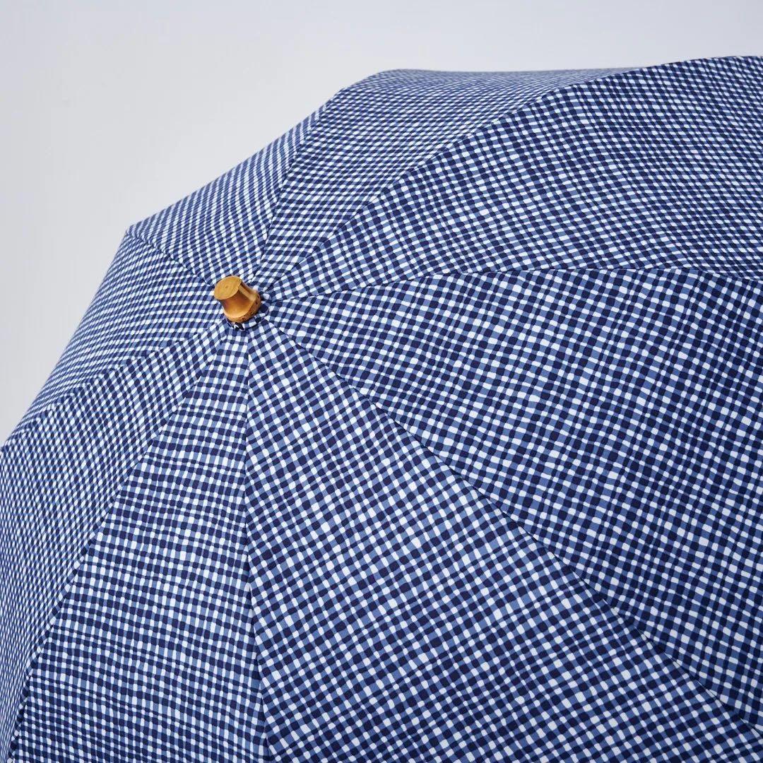 ボンボンストア ドローイングチェック 折りたたみ傘 ネイビー