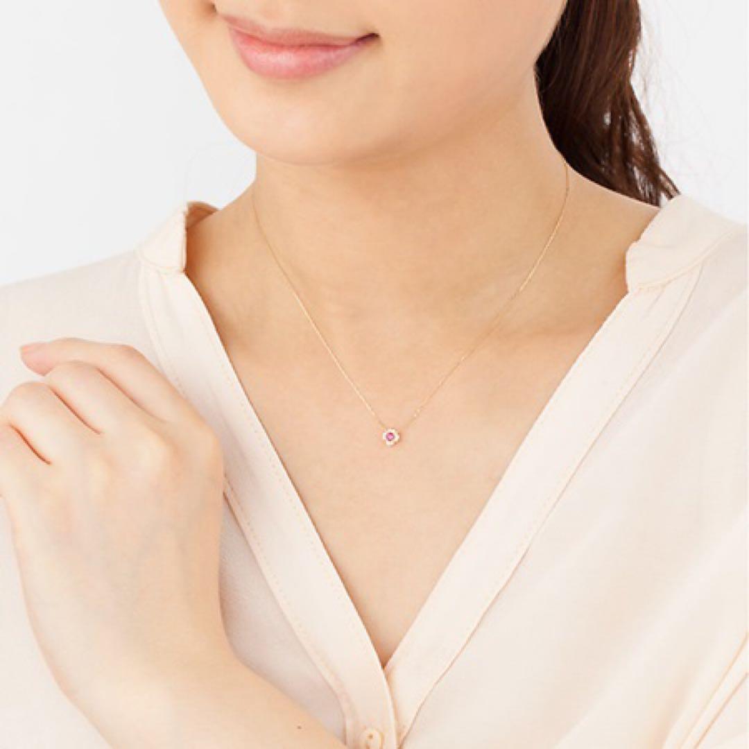 canal4℃ フラワーモチーフネックレス　誕生石　　ヨンドシー　K10