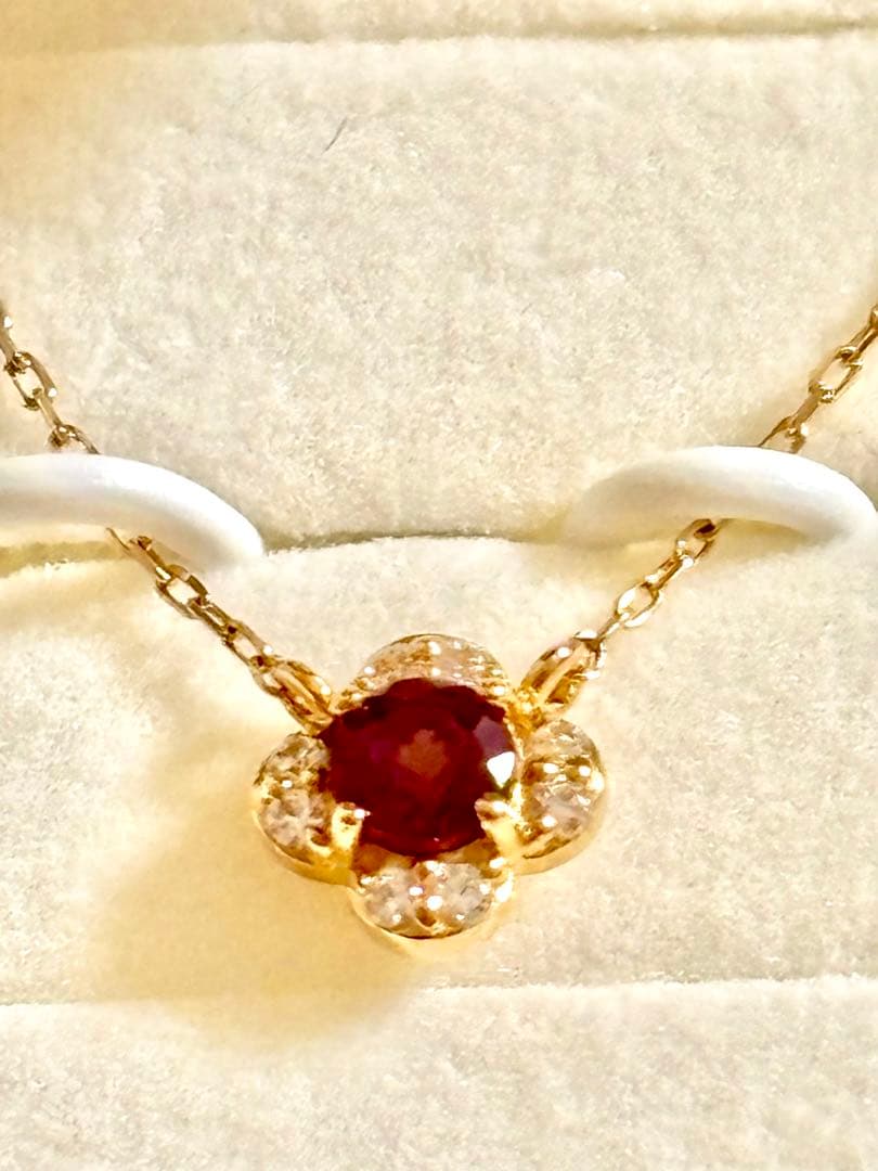 canal4℃ フラワーモチーフネックレス　誕生石　　ヨンドシー　K10