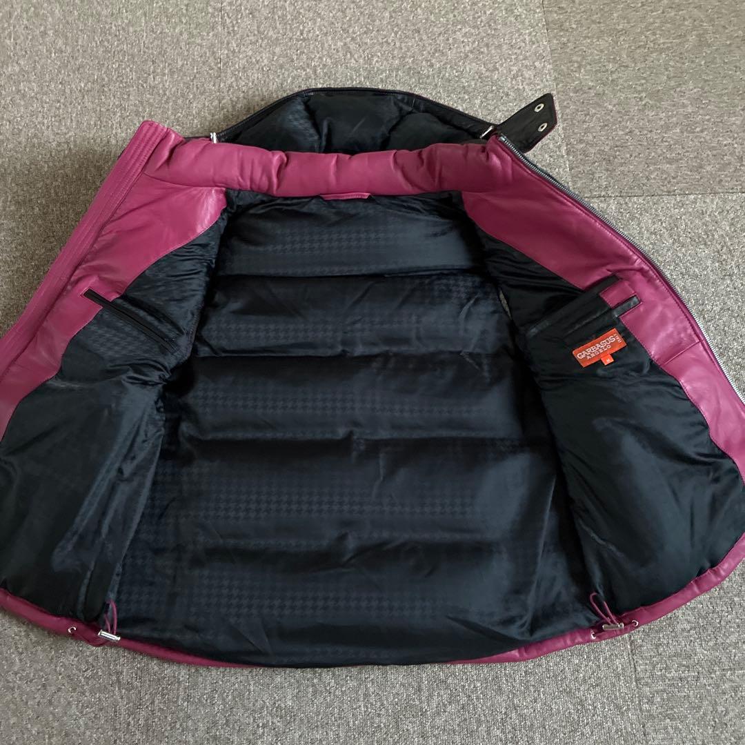 ANGEL GARBAUSUS フード付きダウンベスト　ラムレザー　羊革