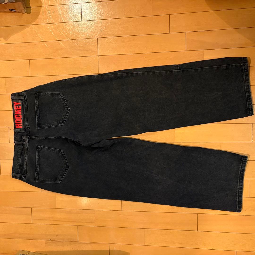 蒲*郎様 HOCKEY ブラック ワイドレッグパンツ 30 レア
