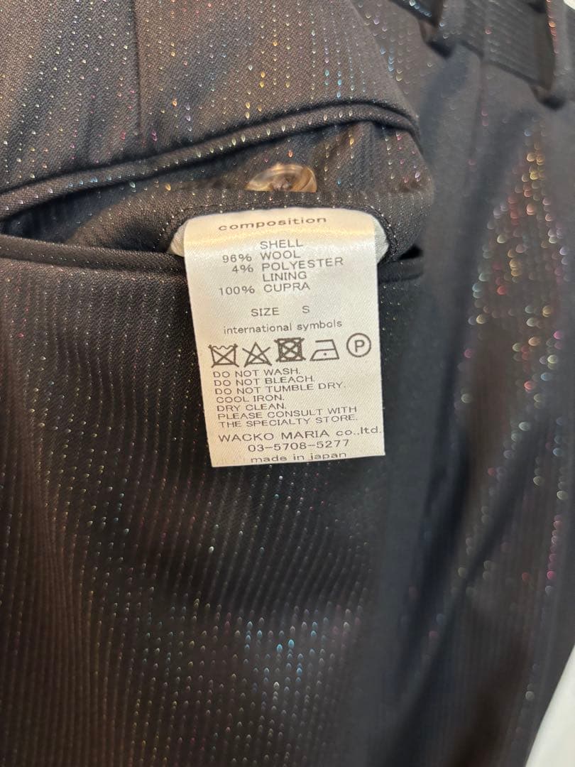 ワコマリア ラメ　スラックス　ドーメル　S 黒